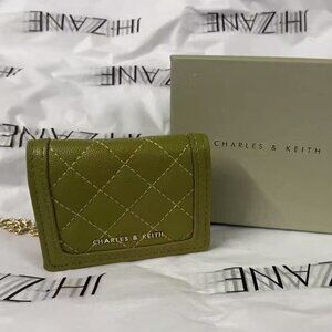 CHARLES & KEITH Avocado Green Quilted Chain Mini Bag